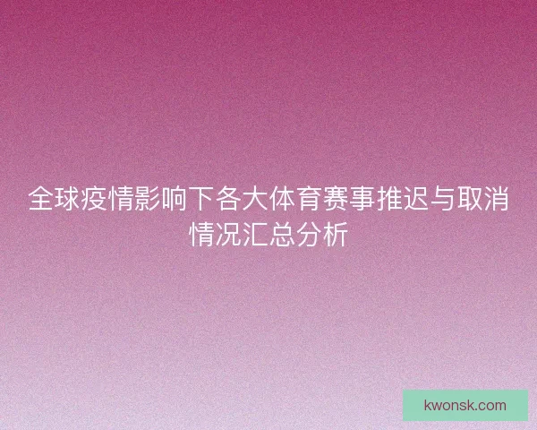 全球疫情影响下各大体育赛事推迟与取消情况汇总分析