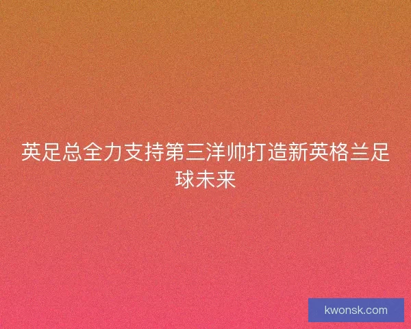 英足总全力支持第三洋帅打造新英格兰足球未来